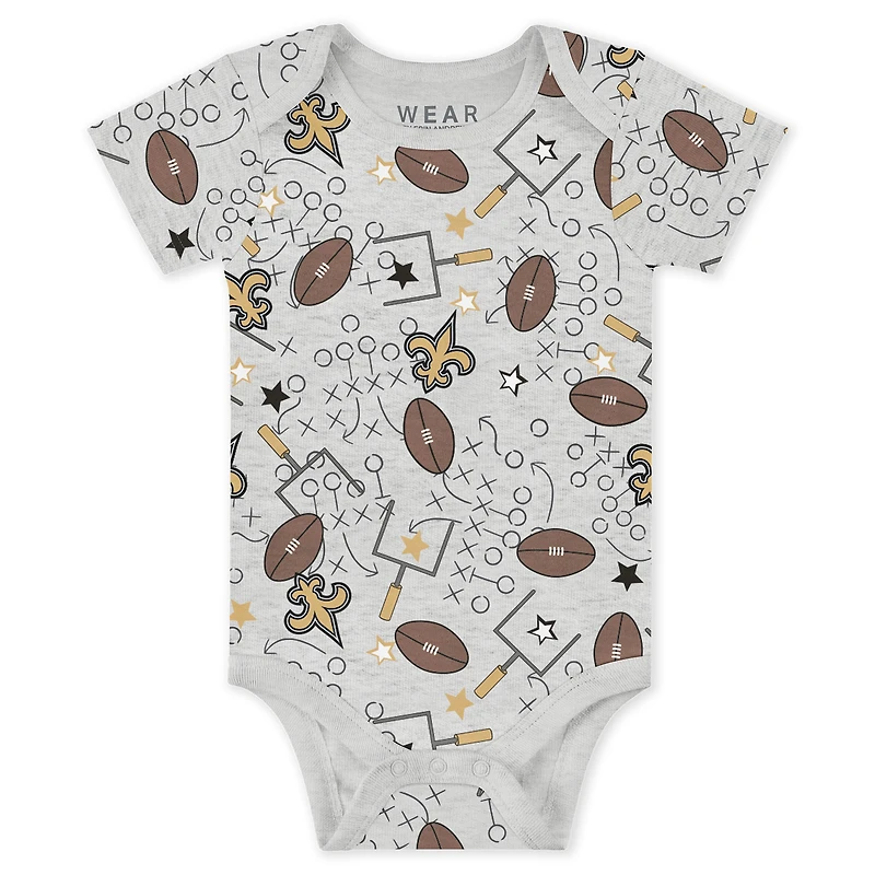 Infant & Newborn WEAR by Erin Andrews New Orleans Saints Three-Piece Turn Me Around Bodysuits Pant Set