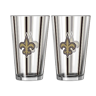 Ensemble de deux verres à bière rayés de 47 cl (16 oz) Logo Brands New Orleans Saints