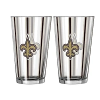 Ensemble de deux verres à bière rayés de 47 cl (16 oz) Logo Brands New Orleans Saints