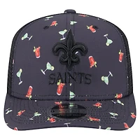 Men's New Era  Navy/Black New Orleans Saints Adventure Drinks Pattern 9SEVENTY Stretch-Snap Hat