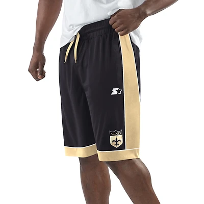 Short noir Starter pour homme avec logo vintage des New Orleans Saints
