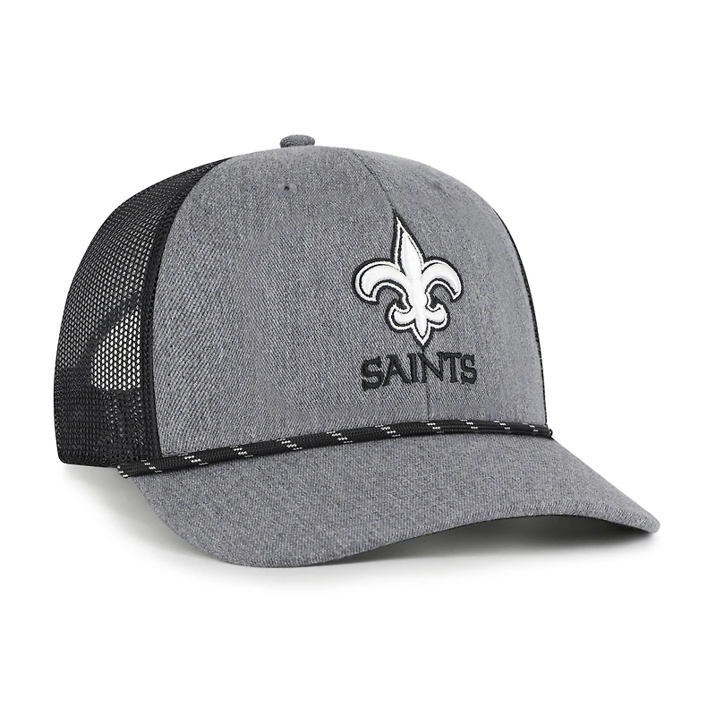 Men's '47 Heather Charcoal New Orleans Saints Carbon Rope Trucker Adjustable Hat