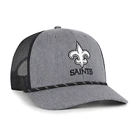 Men's '47 Heather Charcoal New Orleans Saints Carbon Rope Trucker Adjustable Hat