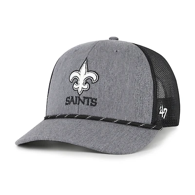 Casquette ajustable en corde de carbone des Saints de la Nouvelle-Orléans « 47 » pour homme, couleur anthracite chiné