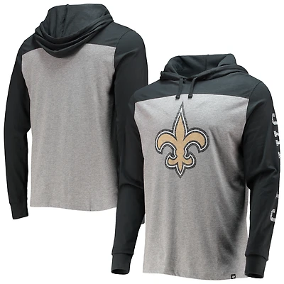T-shirt à capuche manches longues Franklin Wooster New Orleans Saints '47 Heathered Grey/Black pour homme