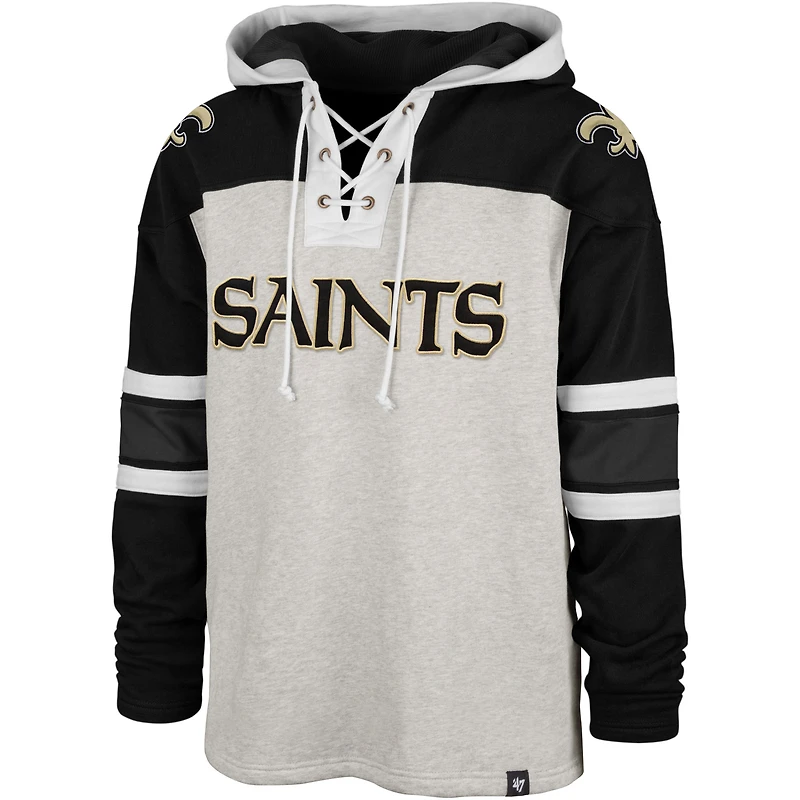 Chandail à lacets Gridiron New Orleans Saints '47 gris chiné/noir pour homme - capuchon