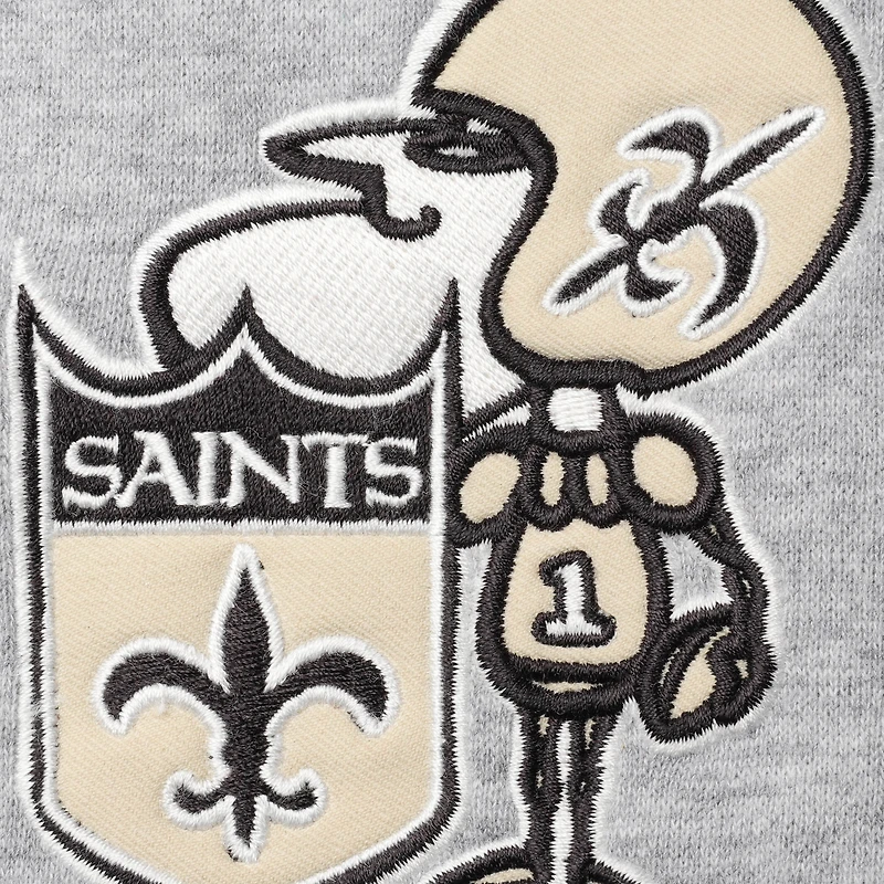 Sweat à capuche double bloc Throwback New Orleans Saints '47 gris chiné pour homme