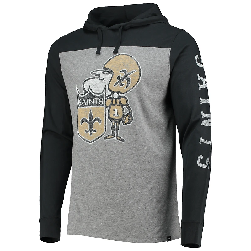 T-shirt à capuche manches longues Franklin Wooster Throwback des Saints de la Nouvelle-Orléans '47 gris chiné pour homme