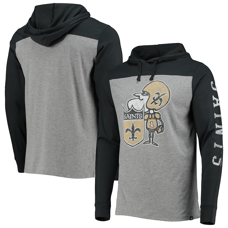 T-shirt à capuche manches longues Franklin Wooster Throwback des Saints de la Nouvelle-Orléans '47 gris chiné pour homme