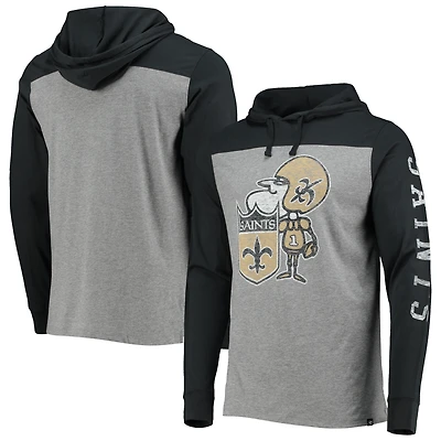 T-shirt à capuche manches longues Franklin Wooster Throwback des Saints de la Nouvelle-Orléans '47 gris chiné pour homme