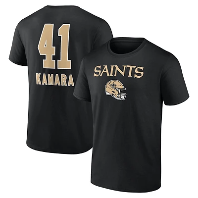 Men's Alvin Kamara Black New Orleans Saints Team Wordmark Name & Number T-Shirt