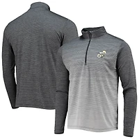 Men's Antigua Black/Heathered Gray New Orleans Saints Throwback Cycle Quarter-Zip Jacket