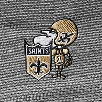 Men's Antigua Black/Heathered Gray New Orleans Saints Throwback Cycle Quarter-Zip Jacket