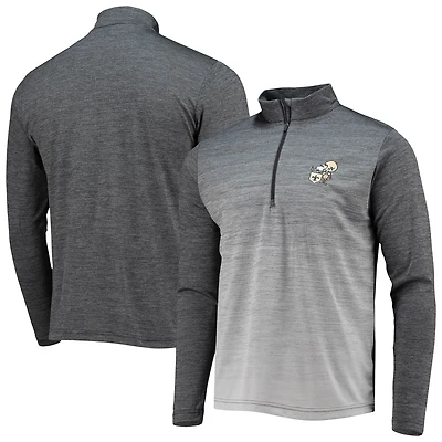 Men's Antigua Black/Heathered Gray New Orleans Saints Throwback Cycle Quarter-Zip Jacket