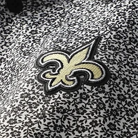 Men's Antigua Black New Orleans Saints Field Ditsy Polo