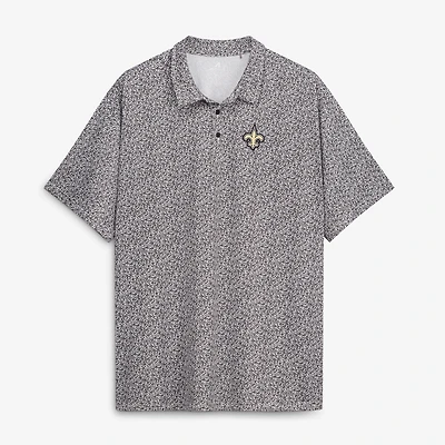 Men's Antigua Black New Orleans Saints Field Ditsy Polo