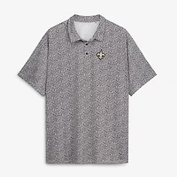 Men's Antigua Black New Orleans Saints Field Ditsy Polo