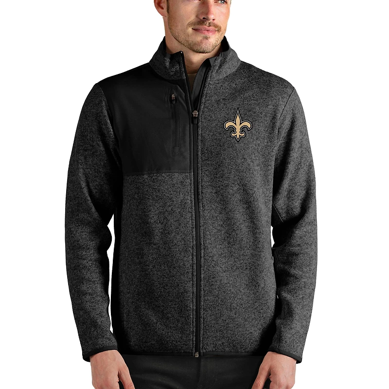 Veste zippée Fortune noire Antigua pour homme des New Orleans Saints