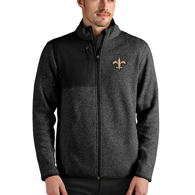 Veste zippée Fortune noire Antigua pour homme des New Orleans Saints