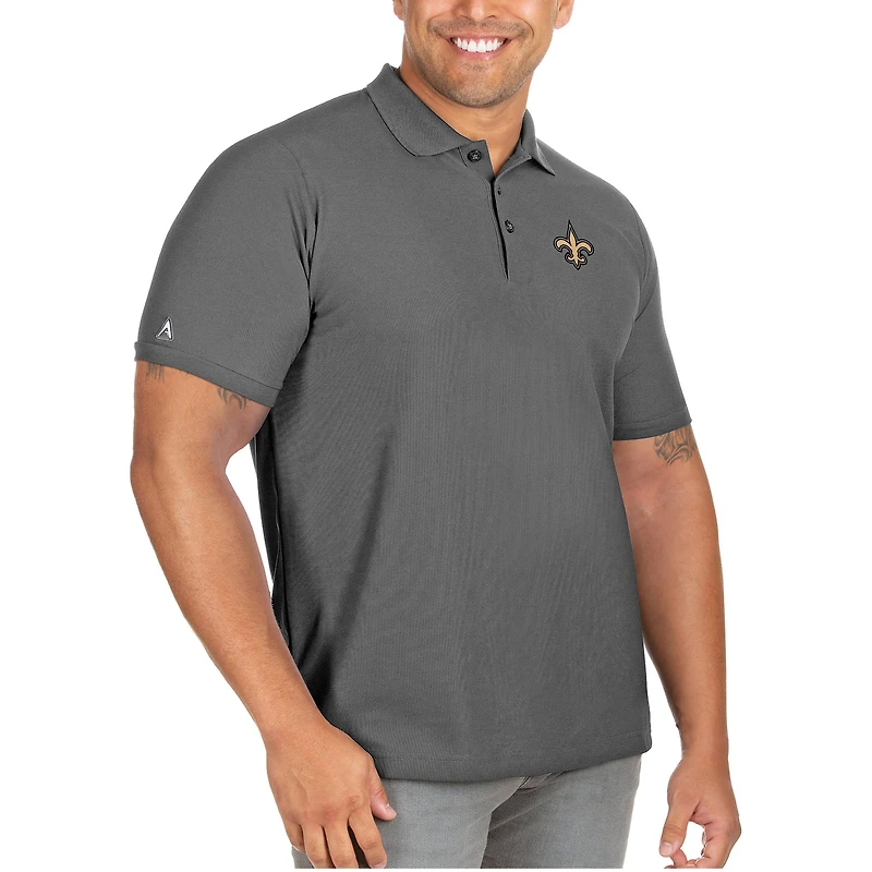Polo piqué Legacy Antigua Charcoal New Orleans Saints pour homme, grandes tailles