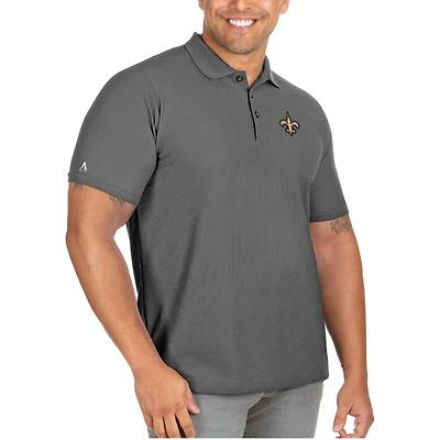 Polo piqué Legacy Antigua Charcoal New Orleans Saints pour homme, grandes tailles