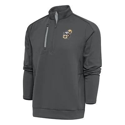 Pull à enfiler quart de zip pour homme, couleur anthracite, avec logo l'équipe des Saints la Nouvelle-Orléans, style rétro