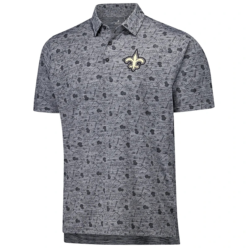 Polo Relentless Antigua Heather Black pour homme des New Orleans Saints