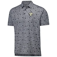 Polo Relentless Antigua Heather Black pour homme des New Orleans Saints
