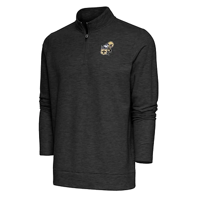 Pull-over à fermeture éclair quart de tour Gambit noir chiné pour homme avec logo l'équipe des Saints la Nouvelle-Orléans