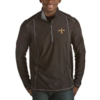 Veste pull-over à demi-zip Antigua Heather Black New Orleans Saints pour homme