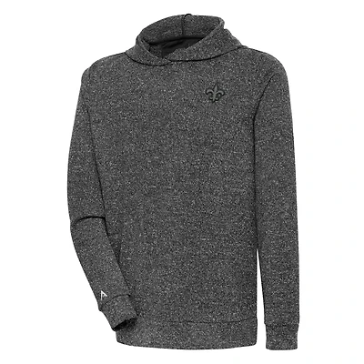 Men's Antigua Heather Black New Orleans Saints Tonal Logo Absolute Pullover Hoodie