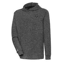 Men's Antigua Heather Black New Orleans Saints Tonal Logo Absolute Pullover Hoodie