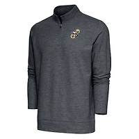 Pull-over à fermeture éclair quart de tour Gambit rétro pour homme, couleur anthracite chiné, logo l'équipe des Saints la Nouvelle-Orléans