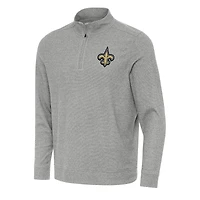 Men's Antigua Heather Gray New Orleans Saints Subtle Quarter-Zip Top