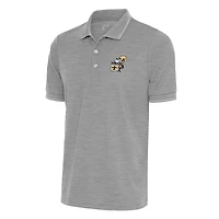 Polo rétro gris chiné Antigua pour homme avec logo de l'équipe des Saints la Nouvelle-Orléans