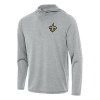 Sweat à capuche zippé quart de zip Antigua Heather Grey New Orleans Saints pour homme