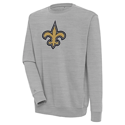 Sweat-shirt à col rond Victory Antigua Heather Grey pour homme, des Saints de la Nouvelle-Orléans