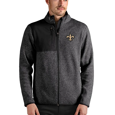 Veste zippée Fortune des Saints de la Nouvelle-Orléans pour homme, couleur noir chiné Antigua