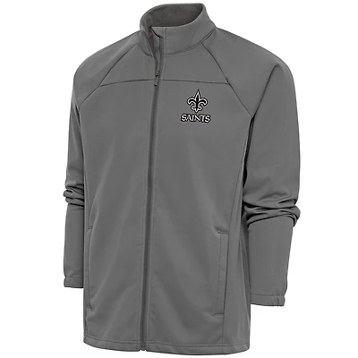 Veste de golf zippée intégrale Antigua Steel New Orleans Saints pour homme avec logo métallique