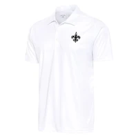 Men's Antigua White New Orleans Saints Metallic Logo Apex Polo