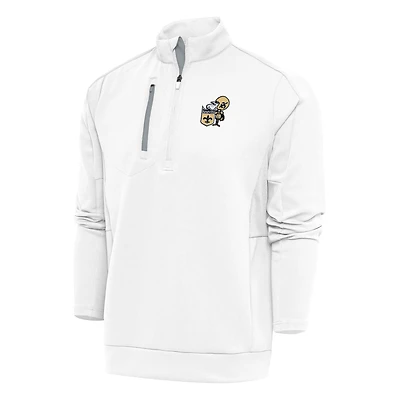 Men's Antigua White New Orleans Saints Team Logo Throwback Generation Quarter-Zip Pullover Top