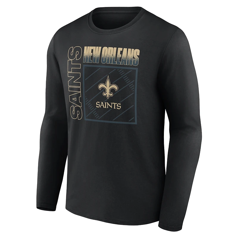 Men's Black New Orleans Saints Home Field Pop Personalized Name & Number Long Sleeve T-Shirt