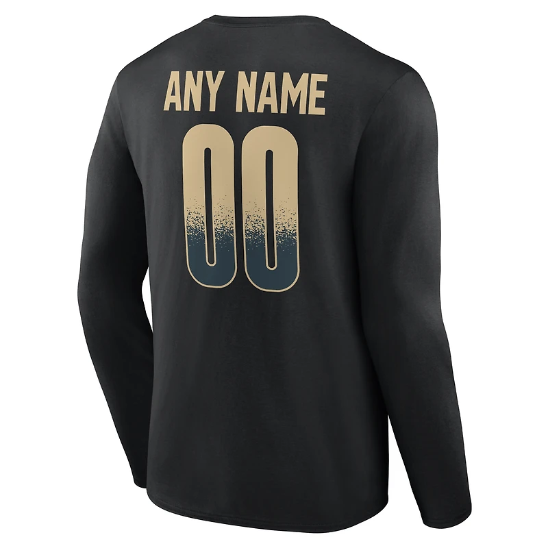 T-shirt à manches longues noir pour homme New Orleans Saints, domicile, personnalisé avec nom et numéro