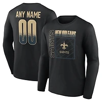 T-shirt à manches longues noir pour homme New Orleans Saints, domicile, personnalisé avec nom et numéro