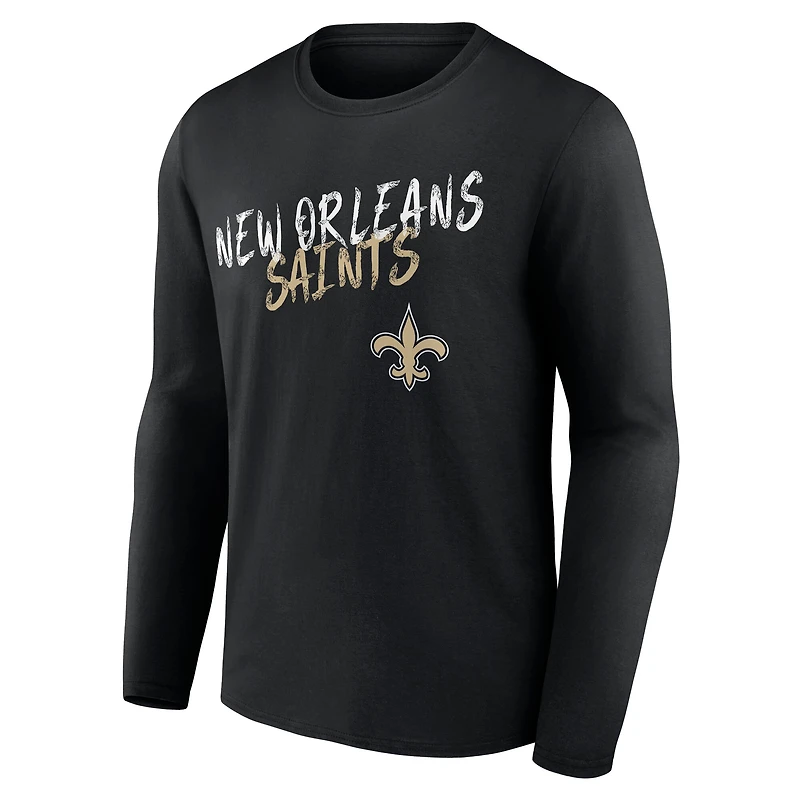 T-shirt à manches longues noir pour homme New Orleans Saints Hustle