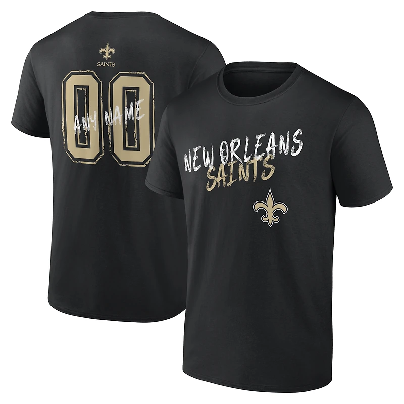 Men's  Black New Orleans Saints Hustle Personalized Name & Number T-Shirt