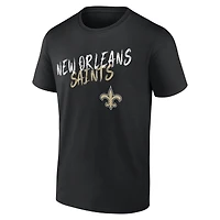 T-shirt noir pour homme New Orleans Saints Hustle personnalisé avec nom et numéro