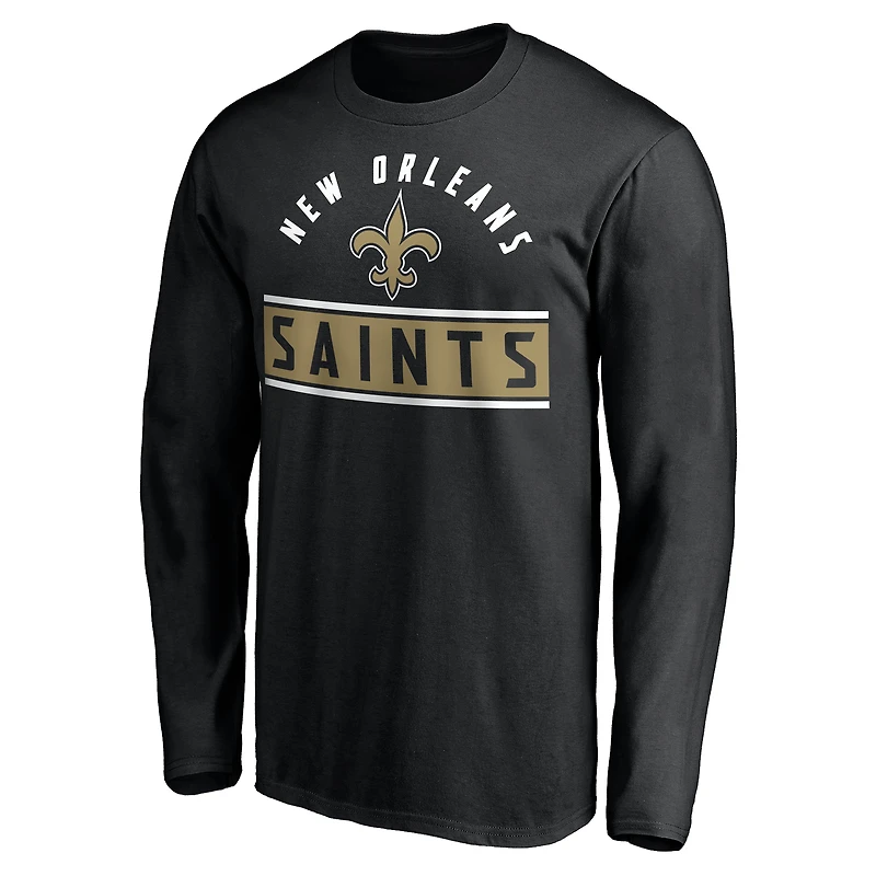Men's Black New Orleans Saints Team Arch Knockout Long Sleeve T-Shirt