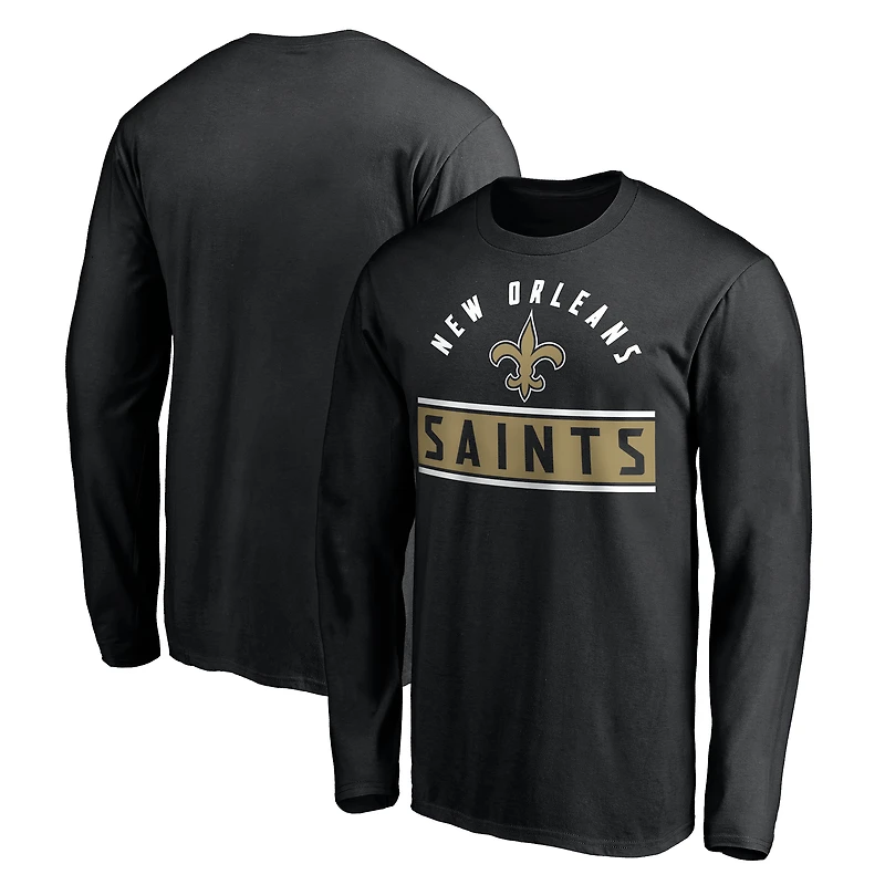 Men's Black New Orleans Saints Team Arch Knockout Long Sleeve T-Shirt
