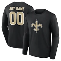 Men's Black New Orleans Saints Team Authentic Personalized Name & Number Long Sleeve T-Shirt